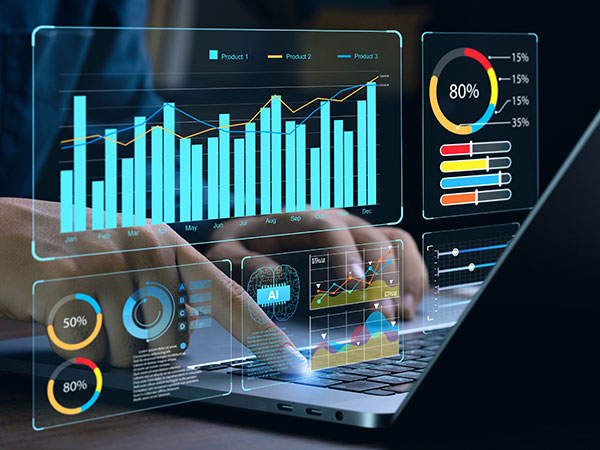 Data graphs on screen